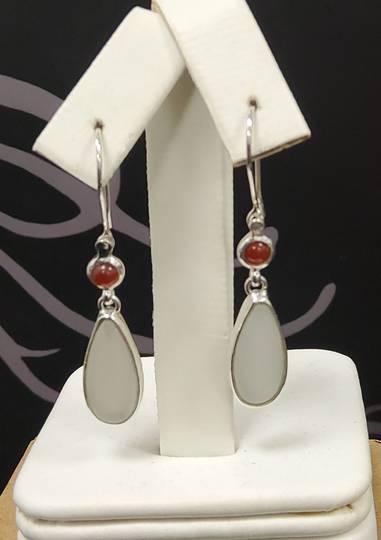 Sterling Silver Amber and Moonstone Drop Earrings image 0